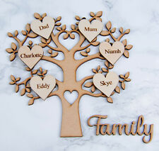 Placa de MDF em forma de árvore genealógica personalizada gravada corações e família coração no tronco comprar usado  Enviando para Brazil