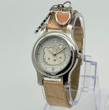 Relógio feminino HELLO KITTY Sanrio 2008 tom prata, pulseira de couro rosa, HK1005 b comprar usado  Enviando para Brazil