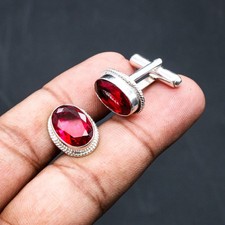 Abotoaduras feitas à mão de prata esterlina 0,925 pedra preciosa granada Moçambique Stnd. comprar usado Abotoaduras feitas à mão de prata esterlina 0,925 pedra preciosa granada Moçambique Stnd. comprar usado  Enviando para Brazil