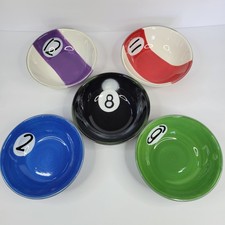 Conjunto de 5 tigelas vintage de cerâmica arte argila bola de bilhar sala de jogos pintadas à mão comprar usado  Enviando para Brazil