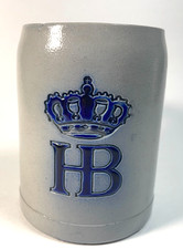 Caneca de cerveja HB Hofbrauhaus esmalte salgado grés 1/4l 0,25l Alemanha barra coroa azul 4" comprar usado  Enviando para Brazil