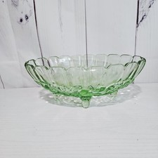 Usado, Tigela de frutas de vidro verde vintage com desenhos de frutas na parte externa da tigela 4 pernas Z24 comprar usado  Enviando para Brazil