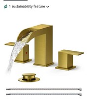 NOVA Torneira de Banheiro Forious Waterfall 2 Alças Ouro Escovado com Dreno -WB-03032G, usado comprar usado  Enviando para Brazil