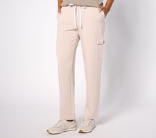 Calça cargo Susan Graver regular escovada malha traseira perna reta opala quartzo L Ne, usado comprar usado  Enviando para Brazil