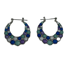 Hoop earrings silvertone d'occasion  Expédié en Belgium