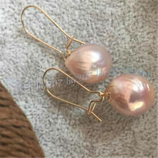Usado, Brincos de gancho de ouro pendurados pérola Edison Keshi rosa barroco natural 10-11 mm comprar usado  Enviando para Brazil