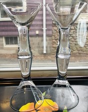 1990's Mid Mod Linear Martini Vidro Haste Grossa Barware Etch Coquetel Conjunto De 4 comprar usado  Enviando para Brazil