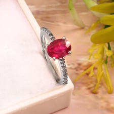 Usado, Elegância radiante: anel de prata esterlina 925 com anéis de pedra preciosa rubi cheios de vidro comprar usado  Enviando para Brazil