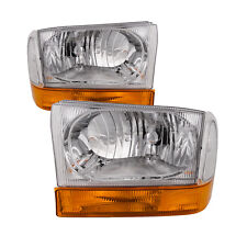 Conjunto de faróis compatível com 99-04 F250 F350 F450 Super Duty/Ford Excursion 4 peças com cromo comprar usado  Enviando para Brazil