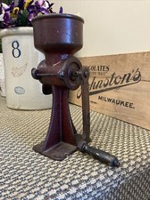 Moedor de café antigo de ferro fundido antigo moinho de grãos de milho madeira vermelha manivela manual comprar usado  Enviando para Brazil