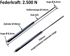 Gasdruckfeder 2500n gasfeder gebraucht kaufen  Moringen