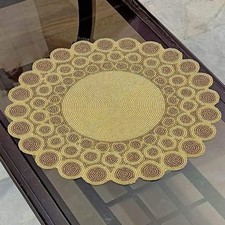 Placemat artesanal com miçangas - Elegante protetor de mesa de jantar redondo, dourado e marrom comprar usado Placemat artesanal com miçangas - Elegante protetor de mesa de jantar redondo, dourado e marrom comprar usado  Enviando para Brazil