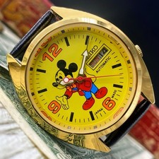 Bonito Mickey SEIKO Relógio de Pulso Masculino Amarelo Automático Vintage Antigo, usado comprar usado  Enviando para Brazil