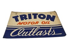 Publicidade de papelão Triton Motor Oil Outlasts 1950 dupla face 17x11, usado comprar usado  Enviando para Brazil