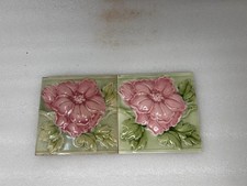 Telha cerâmica antiga linda design flor piso cerâmica azulejo parede 2 peças comprar usado  Enviando para Brazil