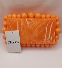 Bolsa de mão feminina retrô acrílica bola frisada redemoinho de mármore laranja e branco comprar usado  Enviando para Brazil