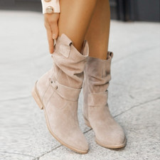  Botas femininas botas fivela senhora meia panturrilha bota salto baixo sapatos femininos  comprar usado  Enviando para Brazil