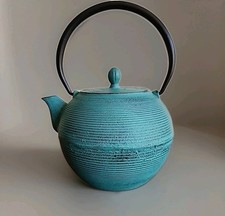 Usado, Linda chaleira artesanal japonesa de ferro fundido turquesa comprar usado  Enviando para Brazil