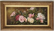 Marco de celosía original enmarcado óleo sobre lienzo 'rosas' sin firmar 70 cm x 39,5 cm segunda mano  Embacar hacia Argentina