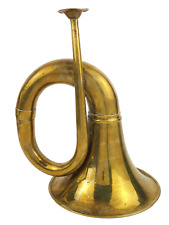 Cuerno de metal tono latón vintage corneta corta 6" ancho campana viento instrumento musical segunda mano  Embacar hacia Mexico