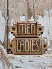 PAR DE BANHEIRO VINTAGE ART DÉCO MASCULINO FEMININO FERRO FUNDIDO BAR RESTAURANTE, usado comprar usado  Enviando para Brazil