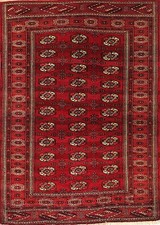 Tapete de lã turcomano 6'2 x 4'3 – Tapete tribal com nós à mão | Tapete de área vermelho vintage comprar usado  Enviando para Brazil