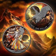2024 EUA American Silver Eagle 1 oz prata eclipse solar colorido MIntage de 500 comprar usado  Enviando para Brazil