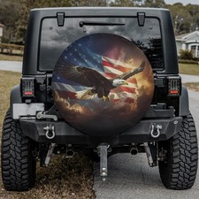 Cubierta de neumático de repuesto Patriotic Eagle y bandera de Estados Unidos para protector de rueda de camión coche segunda mano  Embacar hacia Mexico