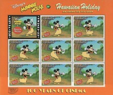 Folha de 8 selos de lembrança de férias havaianas Minnie Mouse Granada Disney, sem marca de charneira comprar usado  Enviando para Brazil