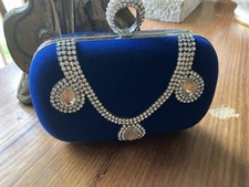 Deslumbrante bolsa de mão formal de veludo azul com joias para noite comprar usado  Enviando para Brazil