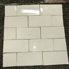 Telha cerâmica antiga do metrô 15”x15” off white crazing década de 1920 (10) 3x6”, (5) 3x3” comprar usado  Enviando para Brazil