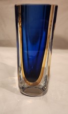 Vaso de vidro Murano Sommerso azul e âmbar facetado 8" arte meados do século moderno MCM MUITO BOM ESTADO, usado comprar usado  Enviando para Brazil