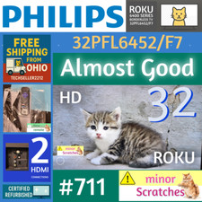 TV LED 32PFL6452/F7 Philips 32" HD (720P Smart Roku sem bordas com controle remoto/suporte comprar usado  Enviando para Brazil