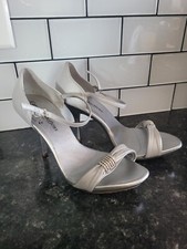 Sandálias Carmen Steffens salto cristal joias biqueira aberta prata plataforma EUA 8, usado comprar usado  Enviando para Brazil