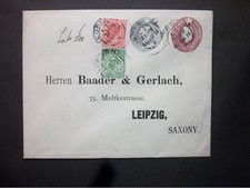 Sobre compuesto por pago tardío STO KEVII 2d + 21/2d a Leipzig H&B ESC641 segunda mano  Embacar hacia Mexico