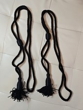 Usado, 2 cortinas pretas decoração cortinas borla corda corda amarrar para trás 39" comprar usado  Enviando para Brazil