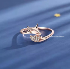 Fabuloso design de rosto e cauda de raposa em ouro rosa 14K com pulseira de moissanita genuína comprar usado  Enviando para Brazil
