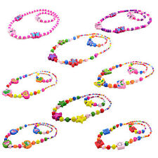 1 Conjunto de Colar e Pulseira de Contas de Madeira para Menina Coração de Flores Animais Conjunto de Joias Infantis comprar usado  Enviando para Brazil