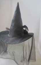 Chapéu de bruxa feminino Halloween chapéu de bruxa preto com pena e véu de renda com rede comprar usado  Enviando para Brazil