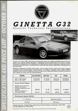 Ginetta g32 specifications for sale  UK