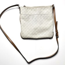 Michael Kors Signature Logo Crossbody Jet Set Bedford Baunilha Creme Couro Marrom comprar usado  Enviando para Brazil