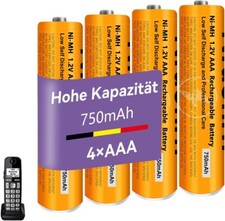 WIEDERAUFLADBARE AAA für Panosonic Schnurlostelefone BATTERIEN NiMH 750 MAH 1.2V comprar usado  Enviando para Brazil