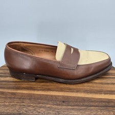 Mocassim Polo Ralph Lauren Masculino 10 D EUA Couro Marrom Bege Lona Inglaterra, usado comprar usado  Enviando para Brazil