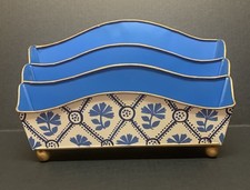 Organizador de arquivos de mesa de metal azul e branco bonito - 3 seções - 9” de altura x 14” de largura comprar usado  Enviando para Brazil