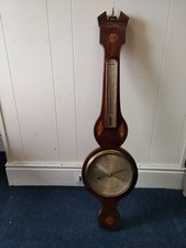 Barômetro de roda antigo 8" período Sheraton em mogno com concha incrustada c.1805 comprar usado  Enviando para Brazil