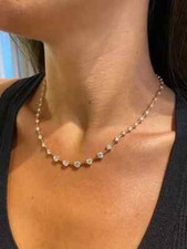 Colar gargantilha de tênis folheado a ouro amarelo 14k corte redondo 6 quilates criado em laboratório diamante comprar usado  Enviando para Brazil