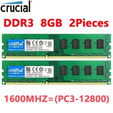 Memória RAM 16GB desktop CRUCIAL DDR3 16GB (2x 8GB) 1600MHz PC3-12800 240 pinos DIMM comprar usado  Enviando para Brazil
