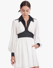 Vestido curto Staud branco colarinho de couro preto comprar usado  Enviando para Brazil