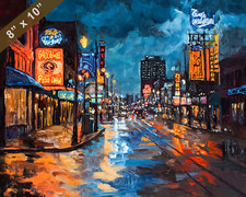 Pintura a óleo à noite Memphis Beale Street impressão 8x10 comprar usado  Enviando para Brazil