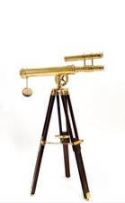 Telescópio náutico de latão 18′′ com suporte para tripé de madeira – vidro espião marítimo antigo, usado comprar usado  Enviando para Brazil